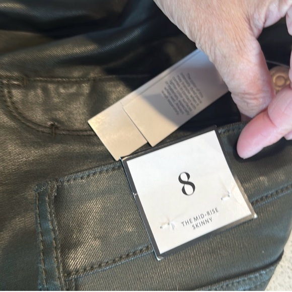 White House Black Market Dark Green Faux Leather Coated Pants - Picture 4 of 11